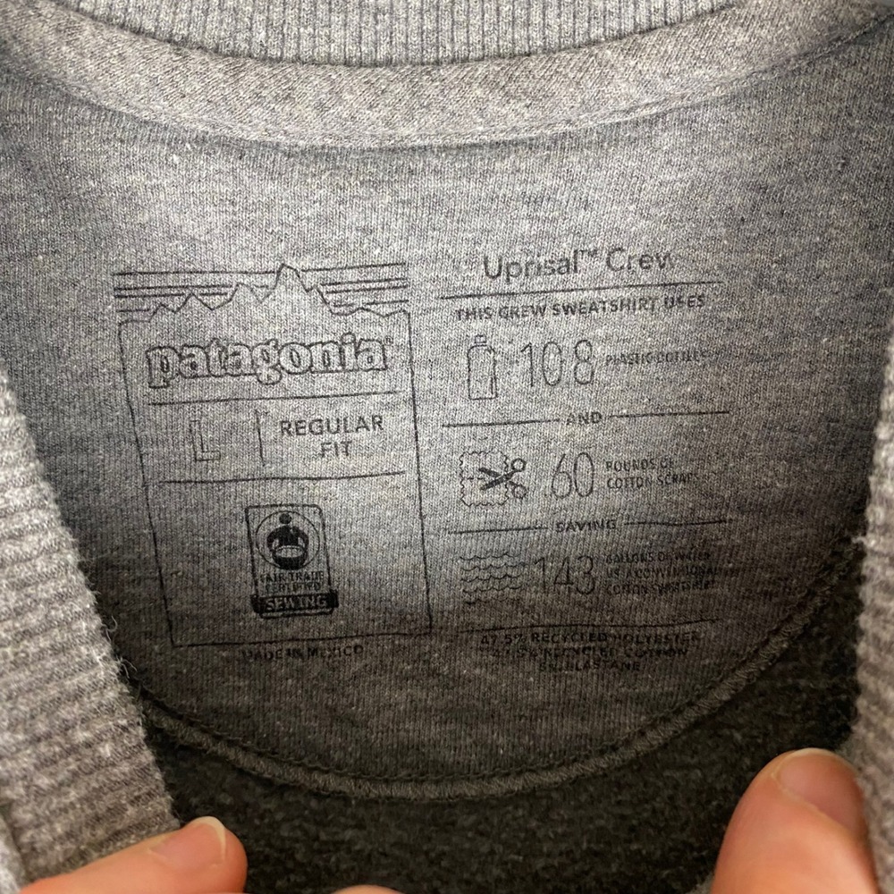 Patagonia Uprisal Crew Fitz Roy Bear Graphic Regular Fit Sweatshirt Women L Gray - Picture 5 of 9